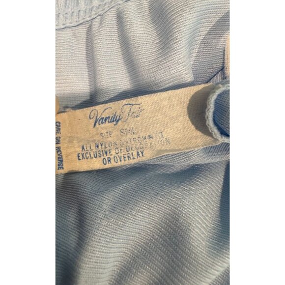 Vintage Vanity Fair 2 Piece Pajama Set Shirt Pants Sky Blue Nylon Womens Small S - Picture 7 of 8